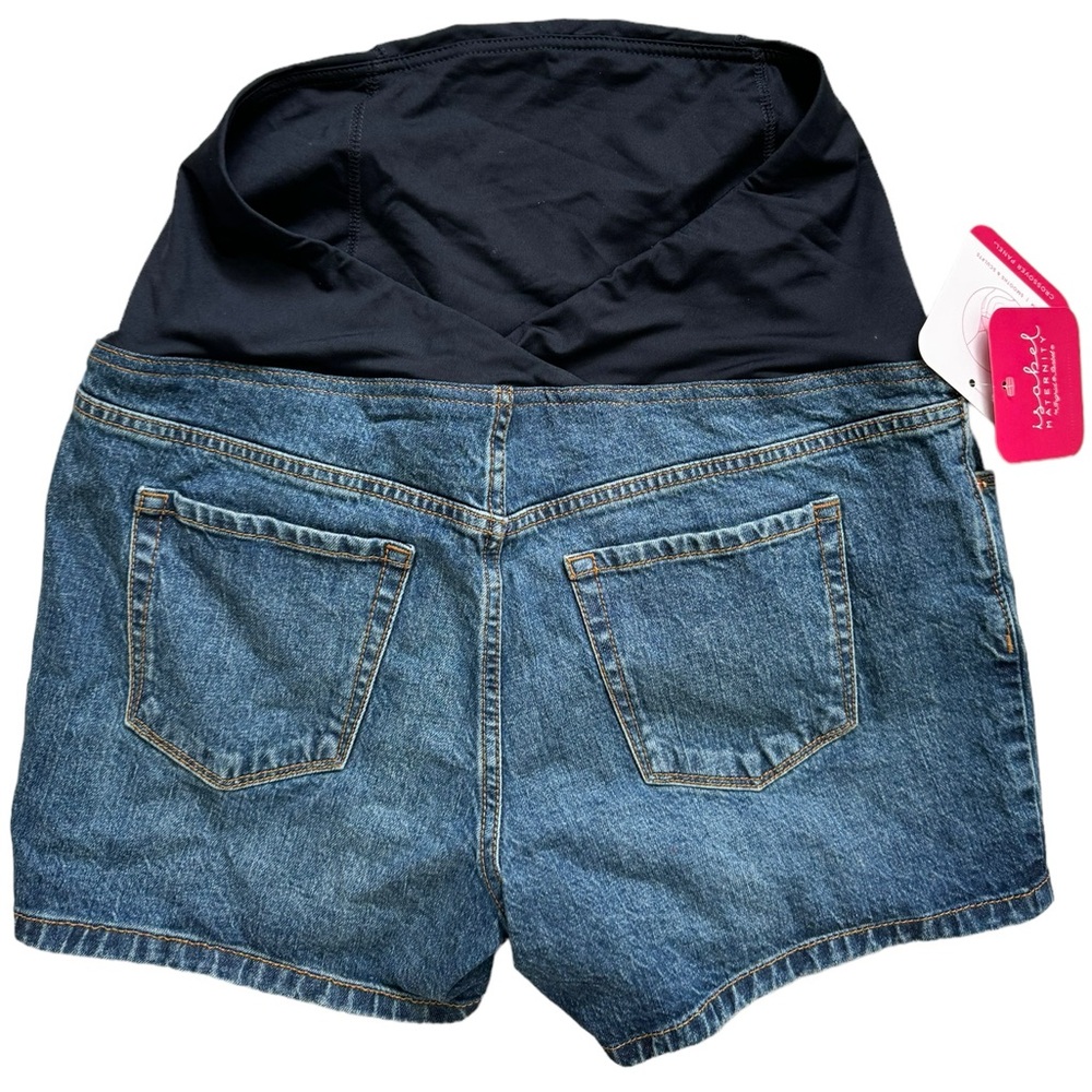 ISABEL MATERNITY 4” JEAN SHORTS with Crossover Panel Target Shorts - Picture 2 of 8